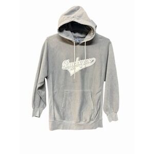 Vintage MV Sport Pro Weave Ohio State Buckeyes Hoodie Mens M Gray 90s Retro